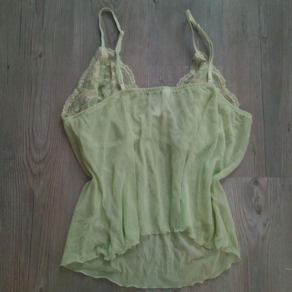 Y2K Cacique Green Floral Sheer Fairy Cami - Picture 2 of 3